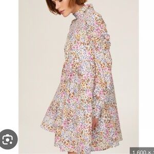 Munthe Correct Floral Long Sleeve Dress Organic Cotton Silk Size 38
